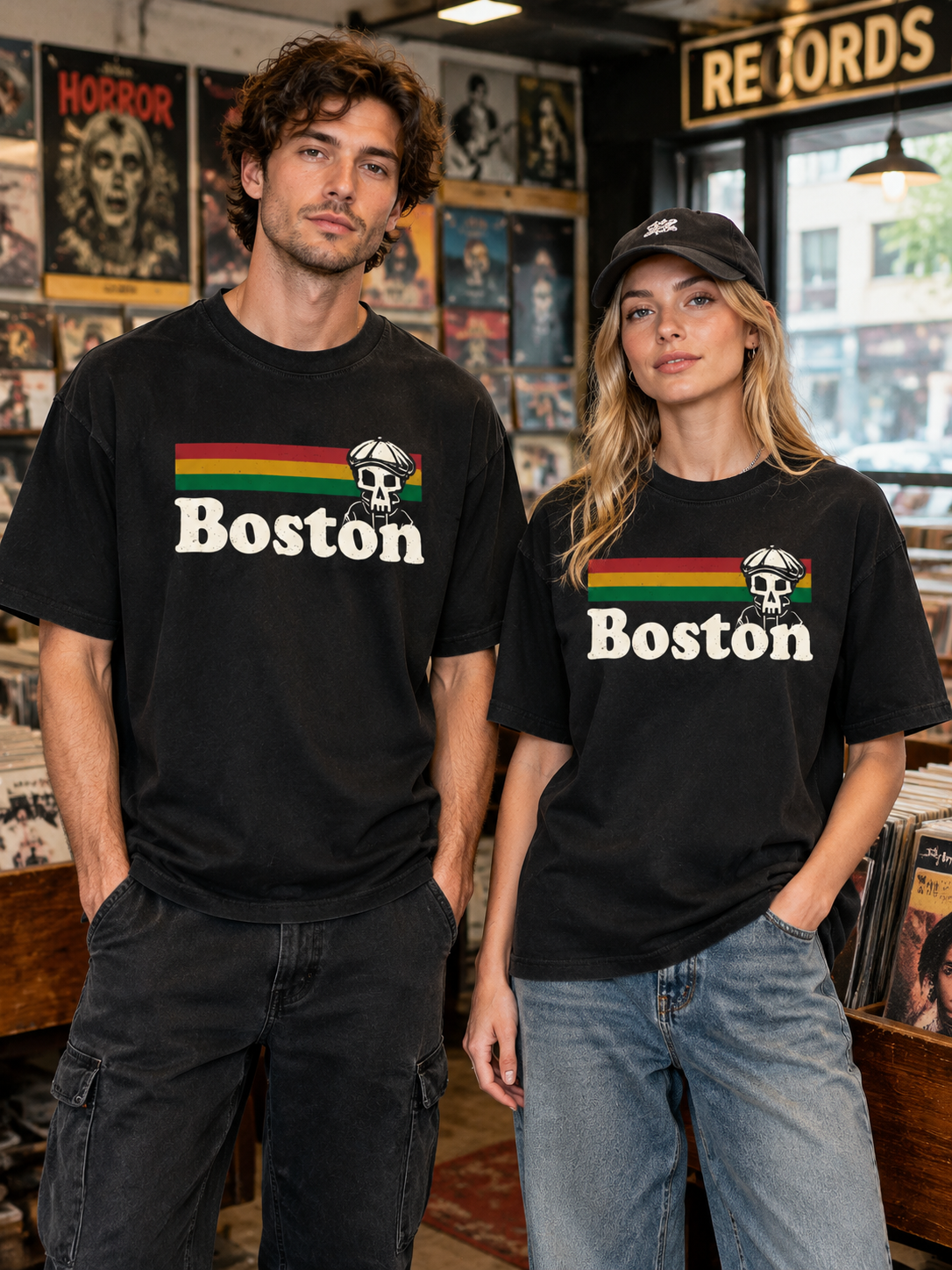 "Boston Cap Skull" Graphic Tee