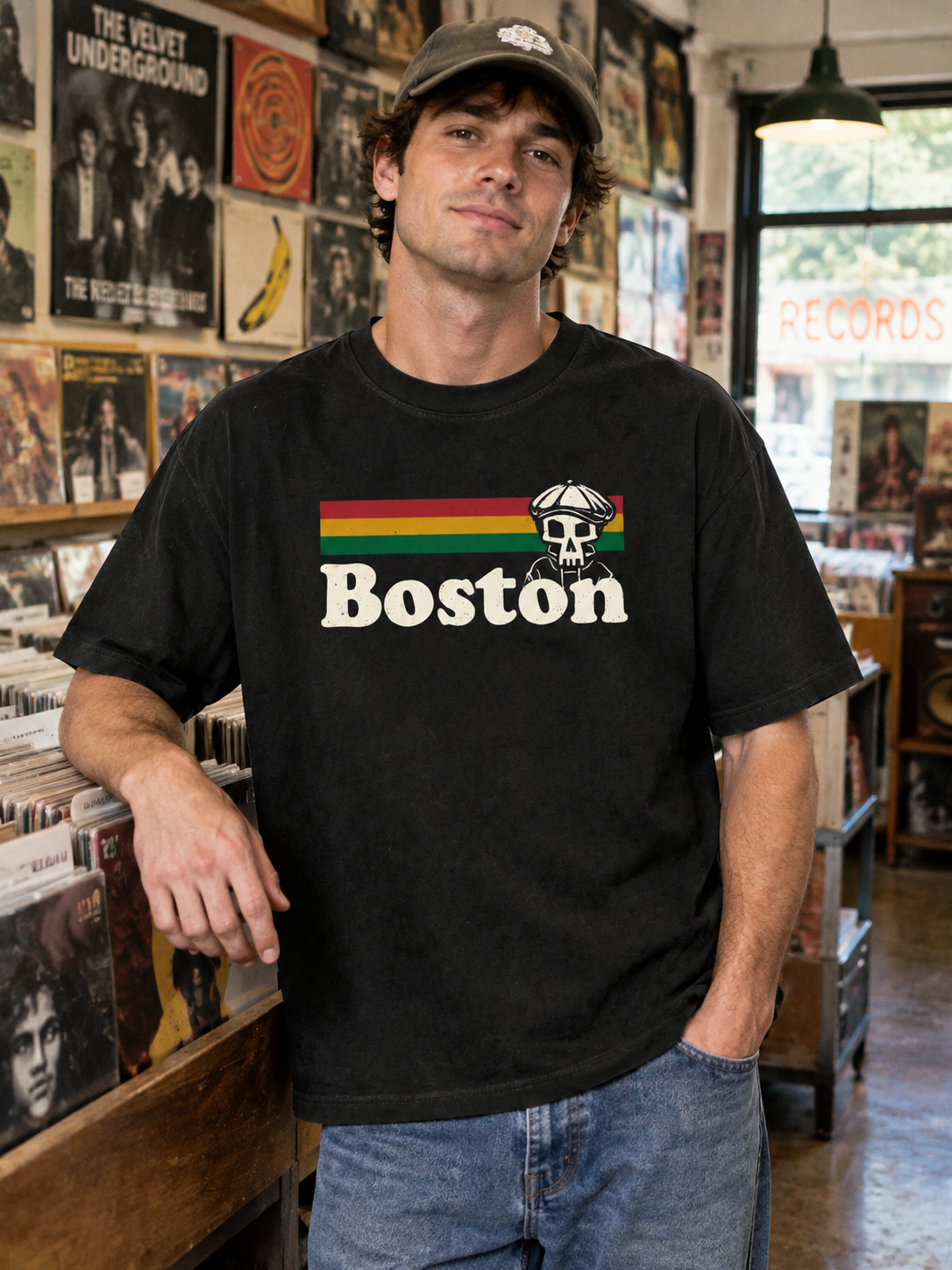 "Boston Cap Skull" Graphic Tee