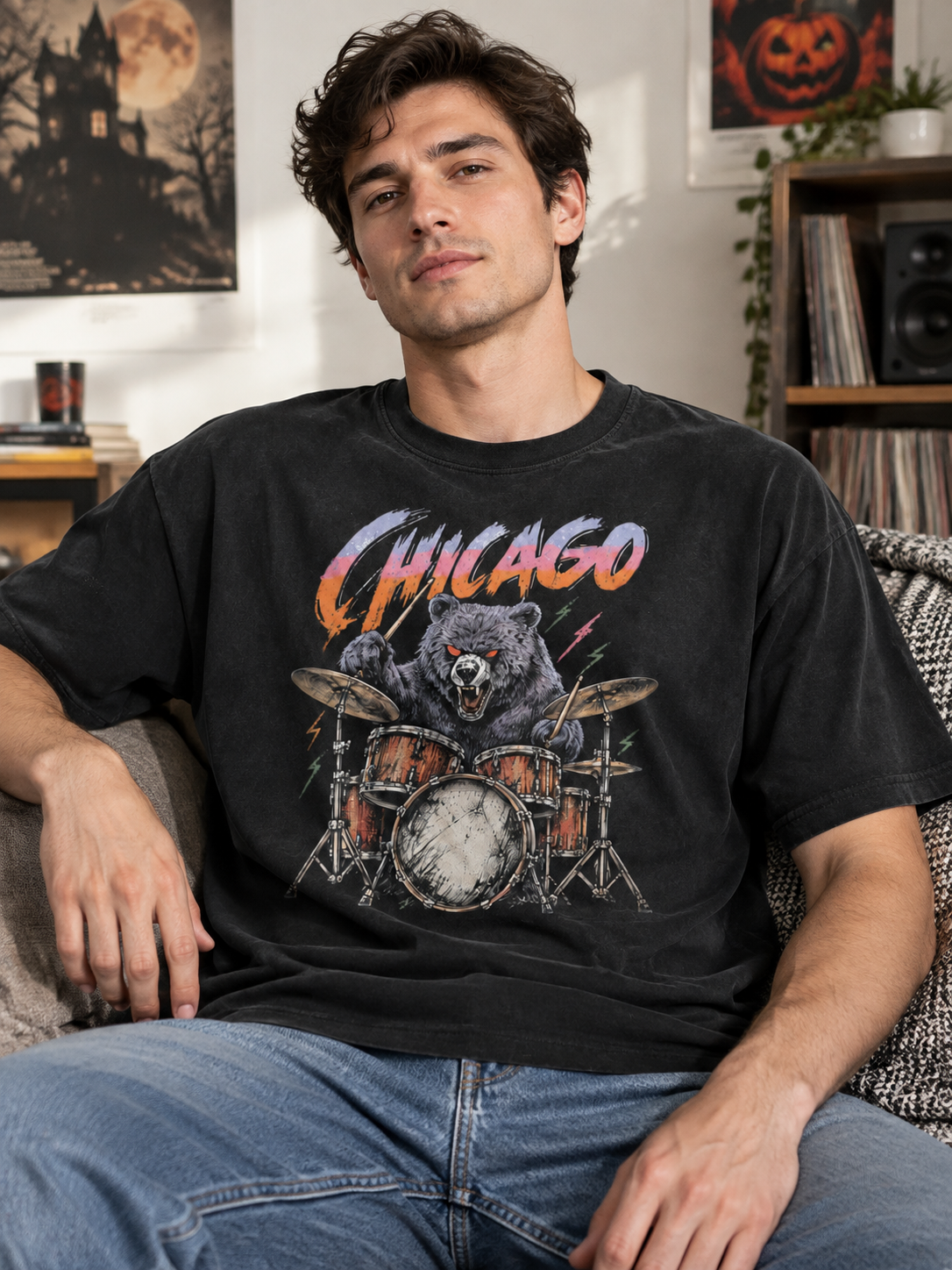 "Drums" Bass Bear Graphic Tee