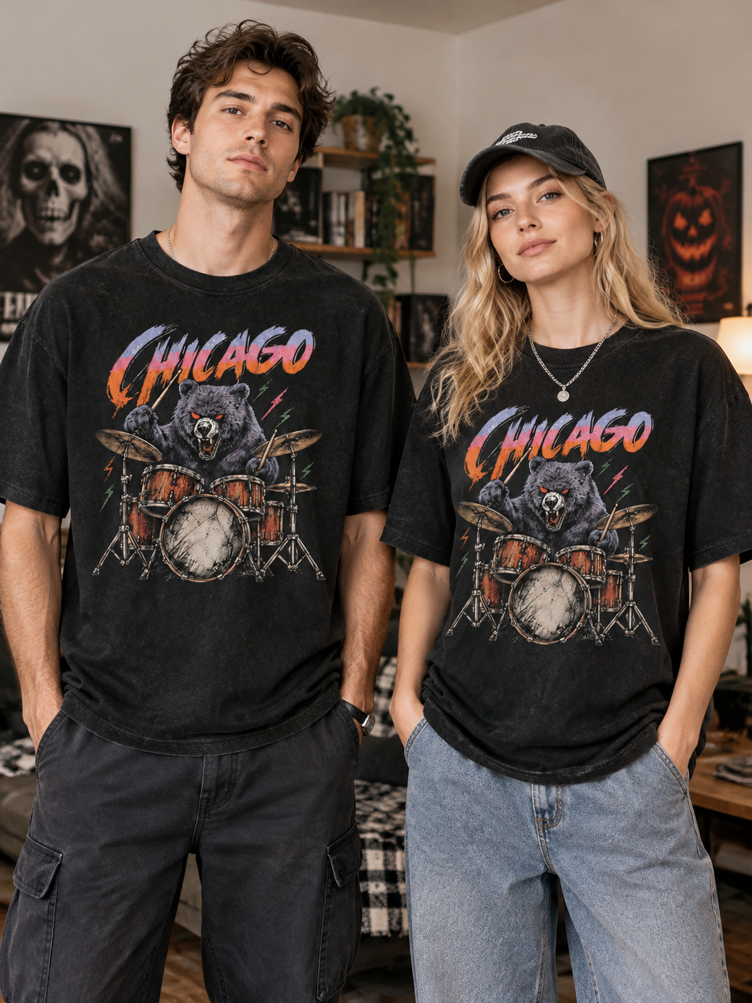 "Drums" Bass Bear Graphic Tee