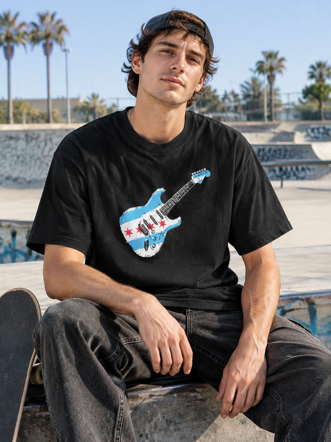 "Guitar" Flag Drumset Graphic Tee