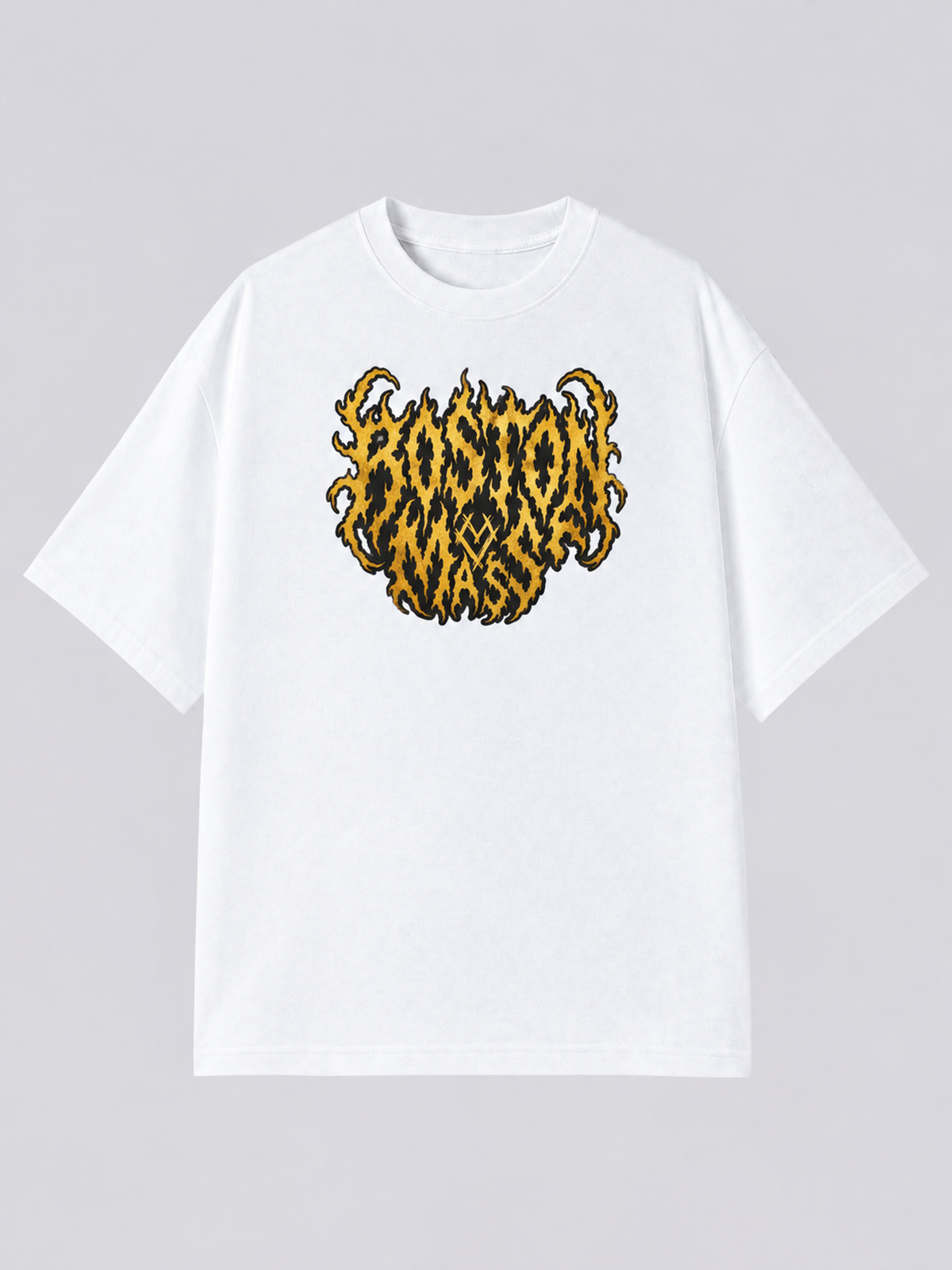 "Boston Gold Metal" Graphic Tee — white colorway mockup, same print