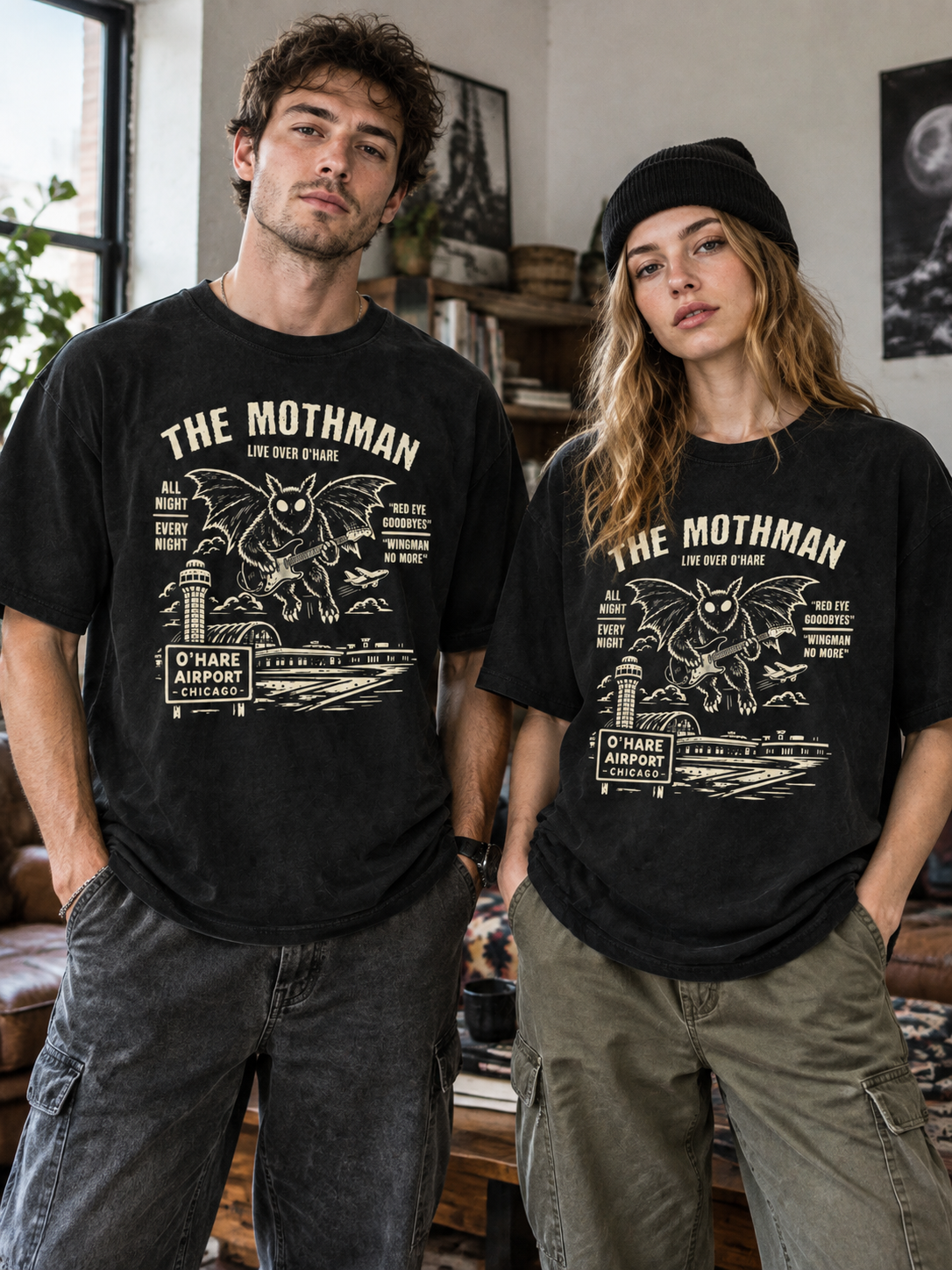 "Guitar" Chicago Mothman Graphic Tee