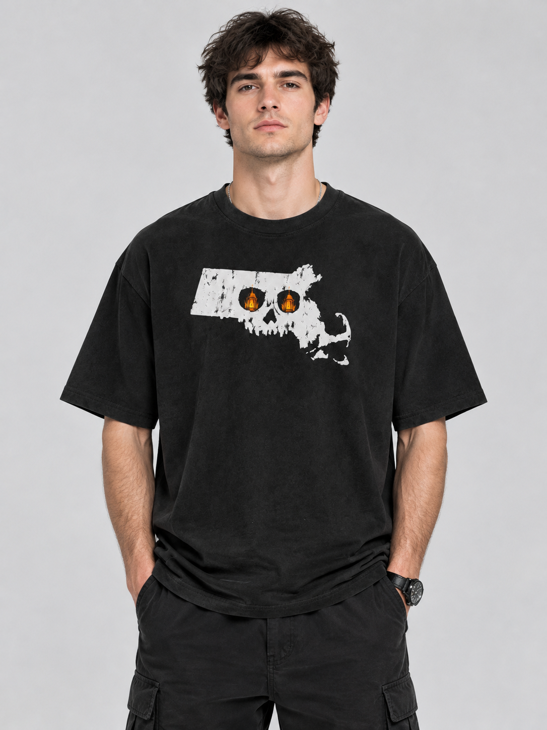 "Skullchusetts Lantern Skull" Graphic Tee