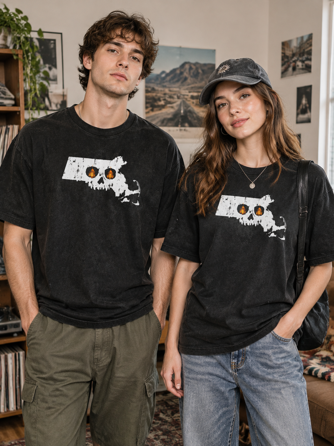 "Skullchusetts Lantern Skull" Graphic Tee