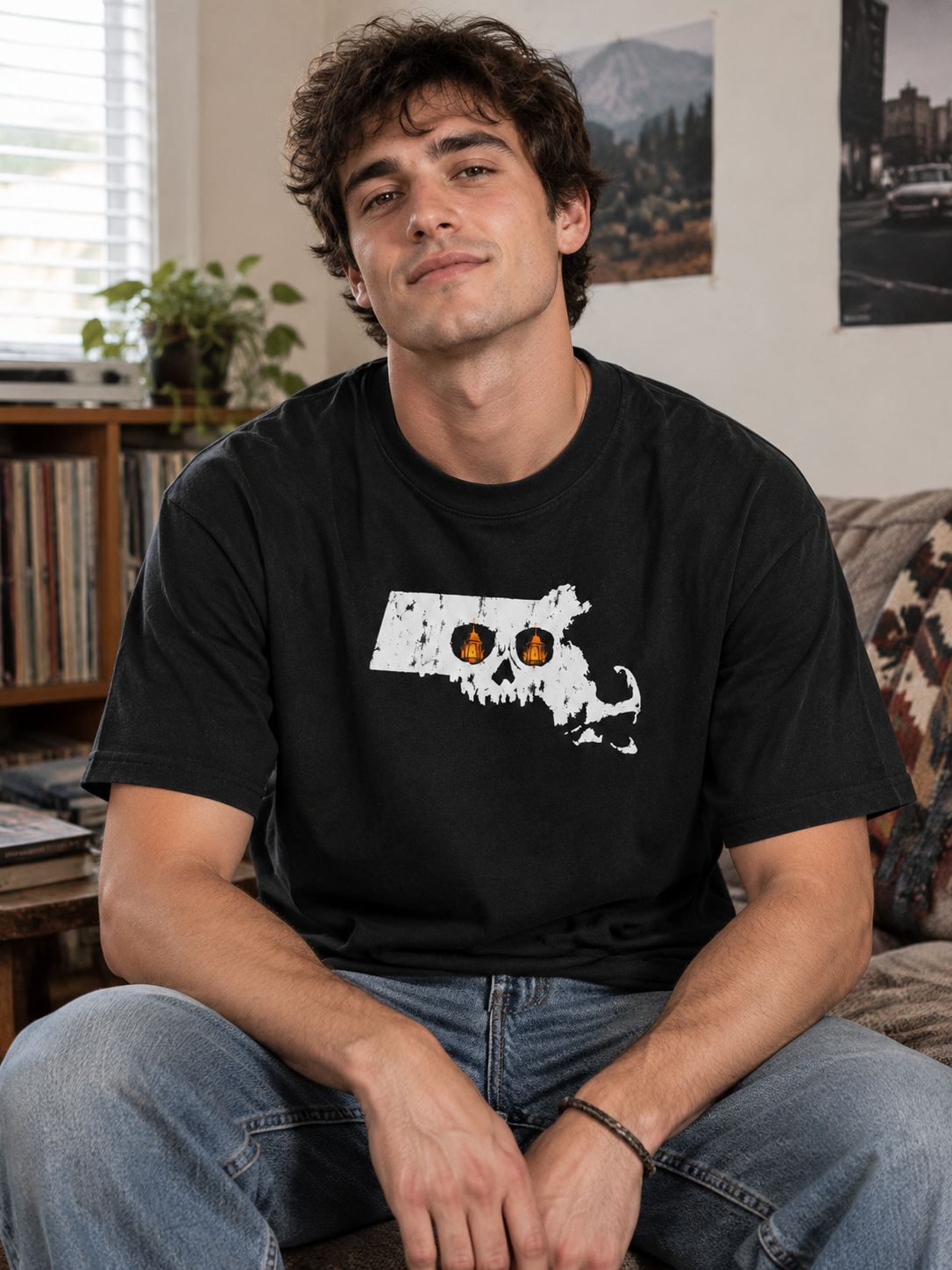 "Skullchusetts Lantern Skull" Graphic Tee