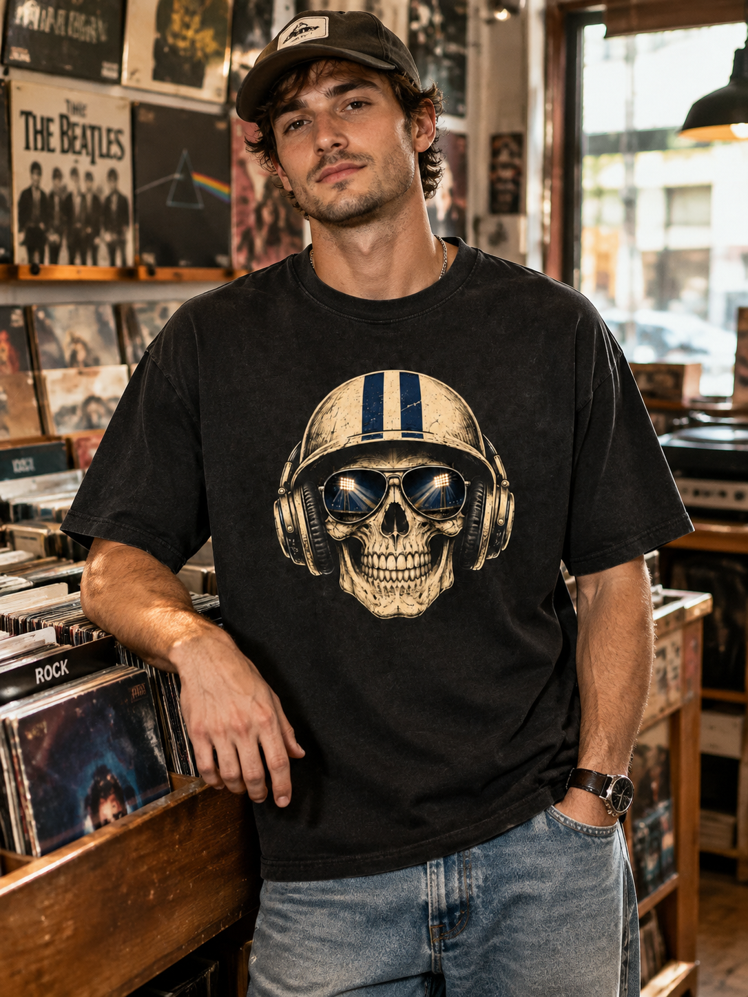 "Boston Baseball Skull" Graphic Tee