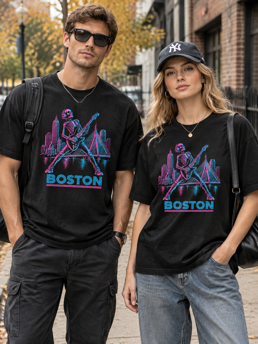 "Boston Neon Guitar" Graphic Tee