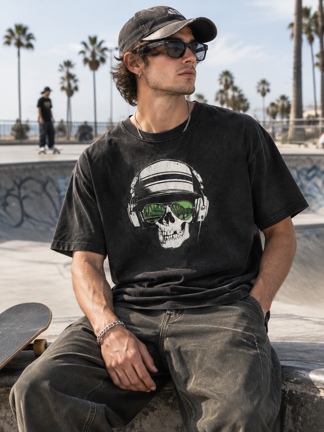 "Boston Smile Trolley Skull" Graphic Tee