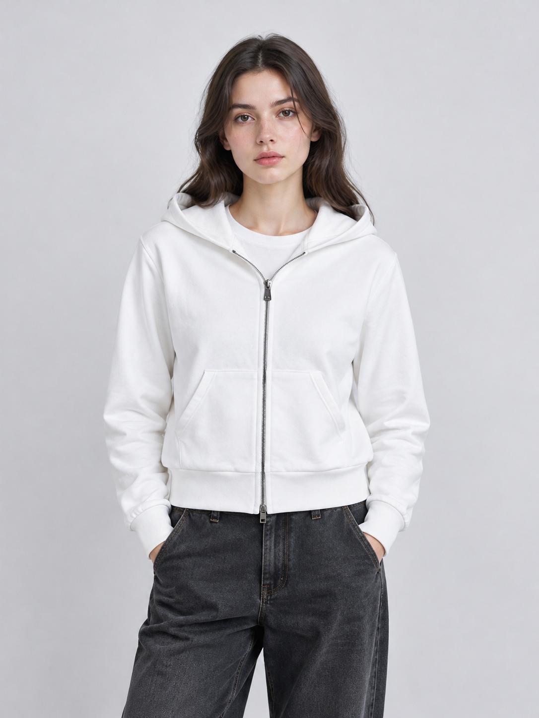 Women Cropped Full-Zip Hoodie