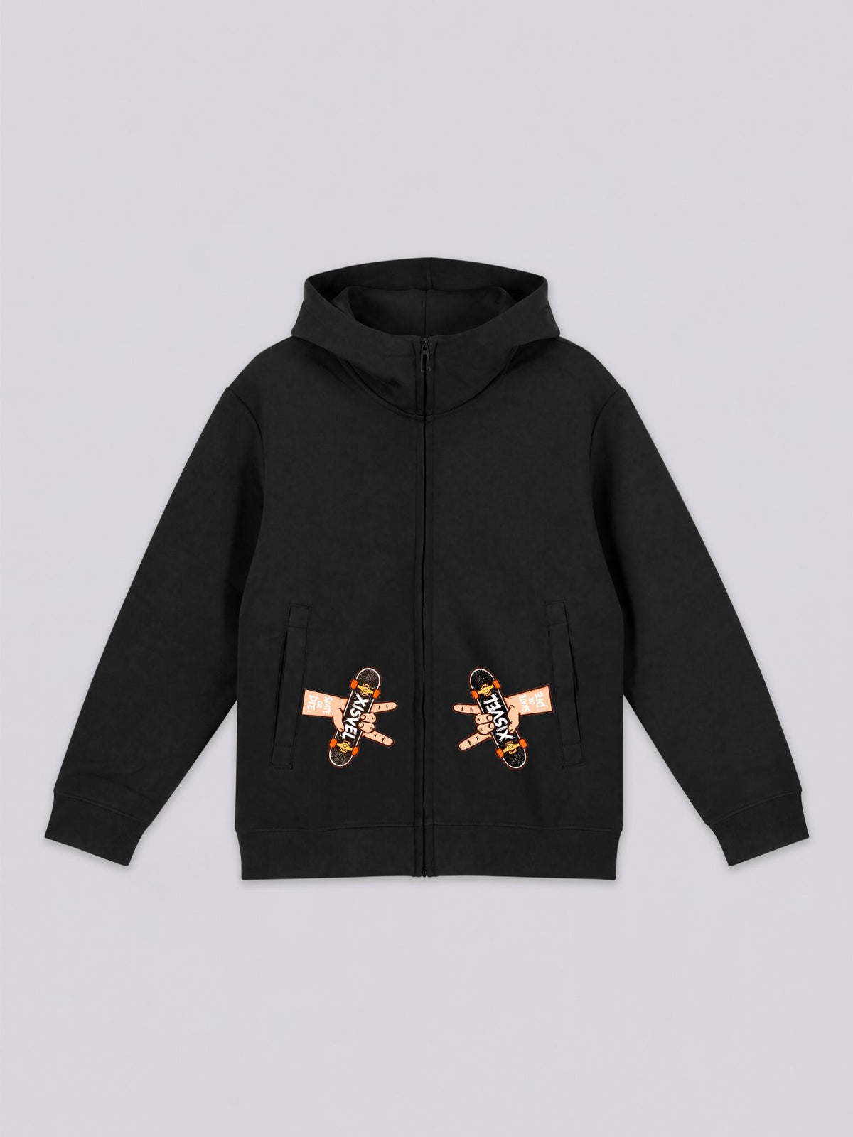 Unisex Skateboard Graphic Zip-Up Hoodie