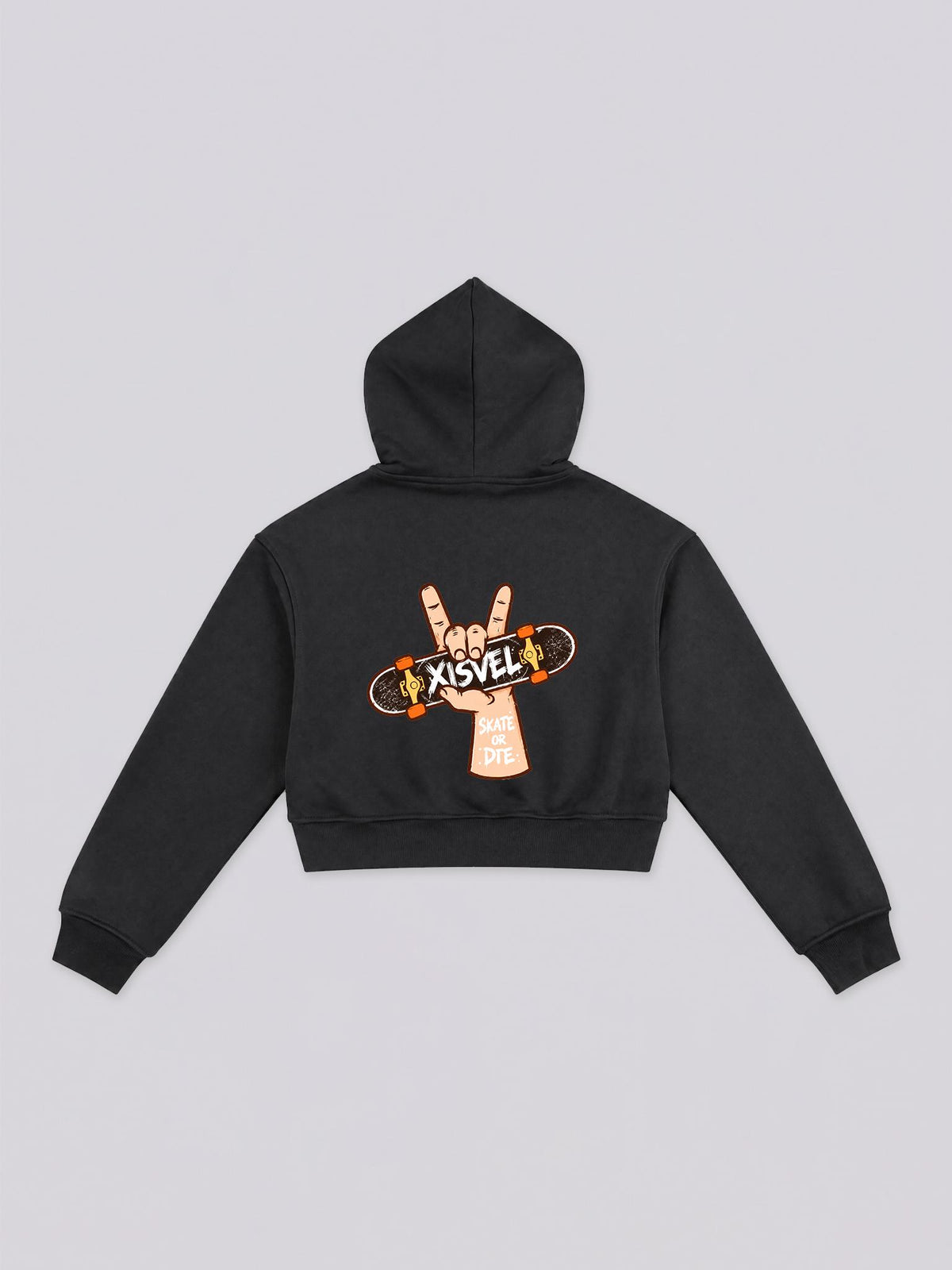 Women's Skateboard Graphic Cropped Pullover Hoodie