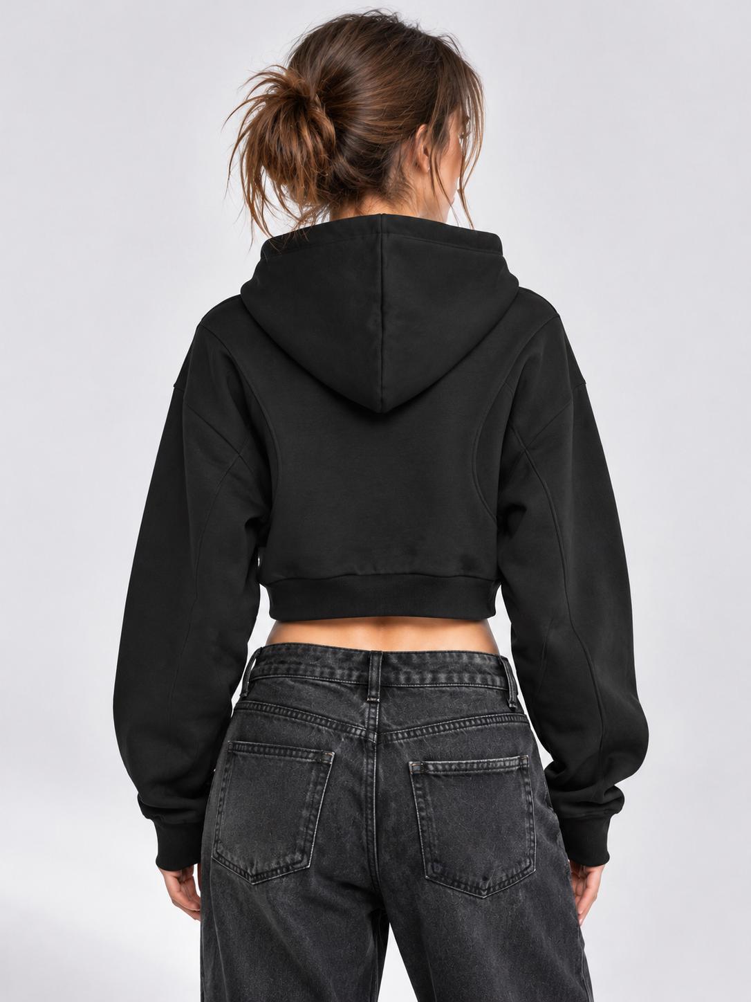 Women Cropped Full-Zip Hoodie