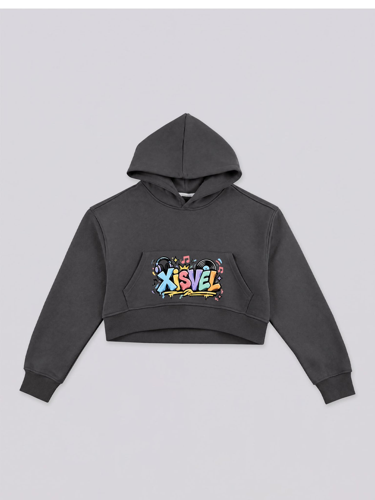 Women's Colorful Music Graffiti Cropped Hoodie