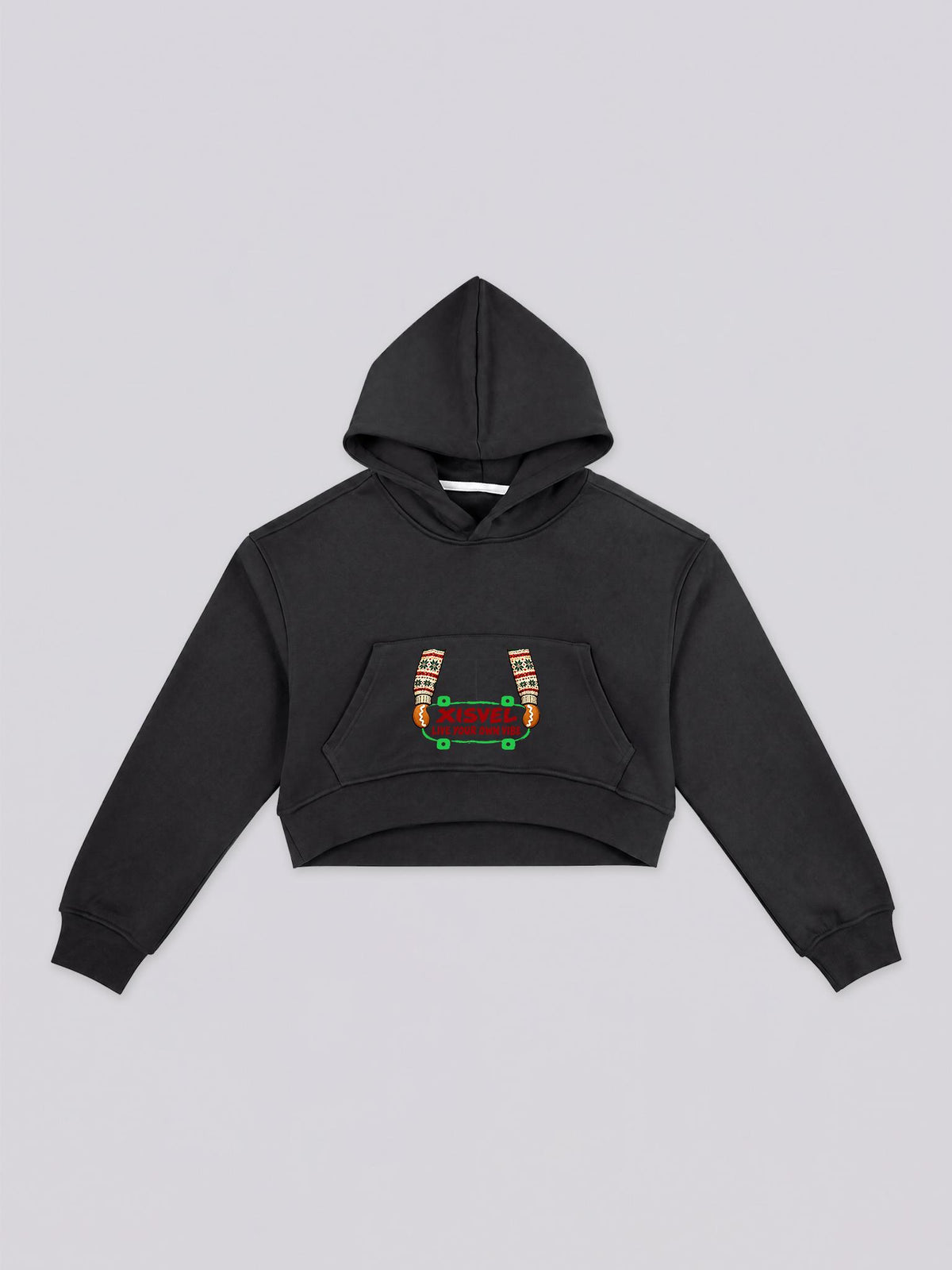 Women's Gingerbread Skater Graphic Cropped Pullover Hoodie