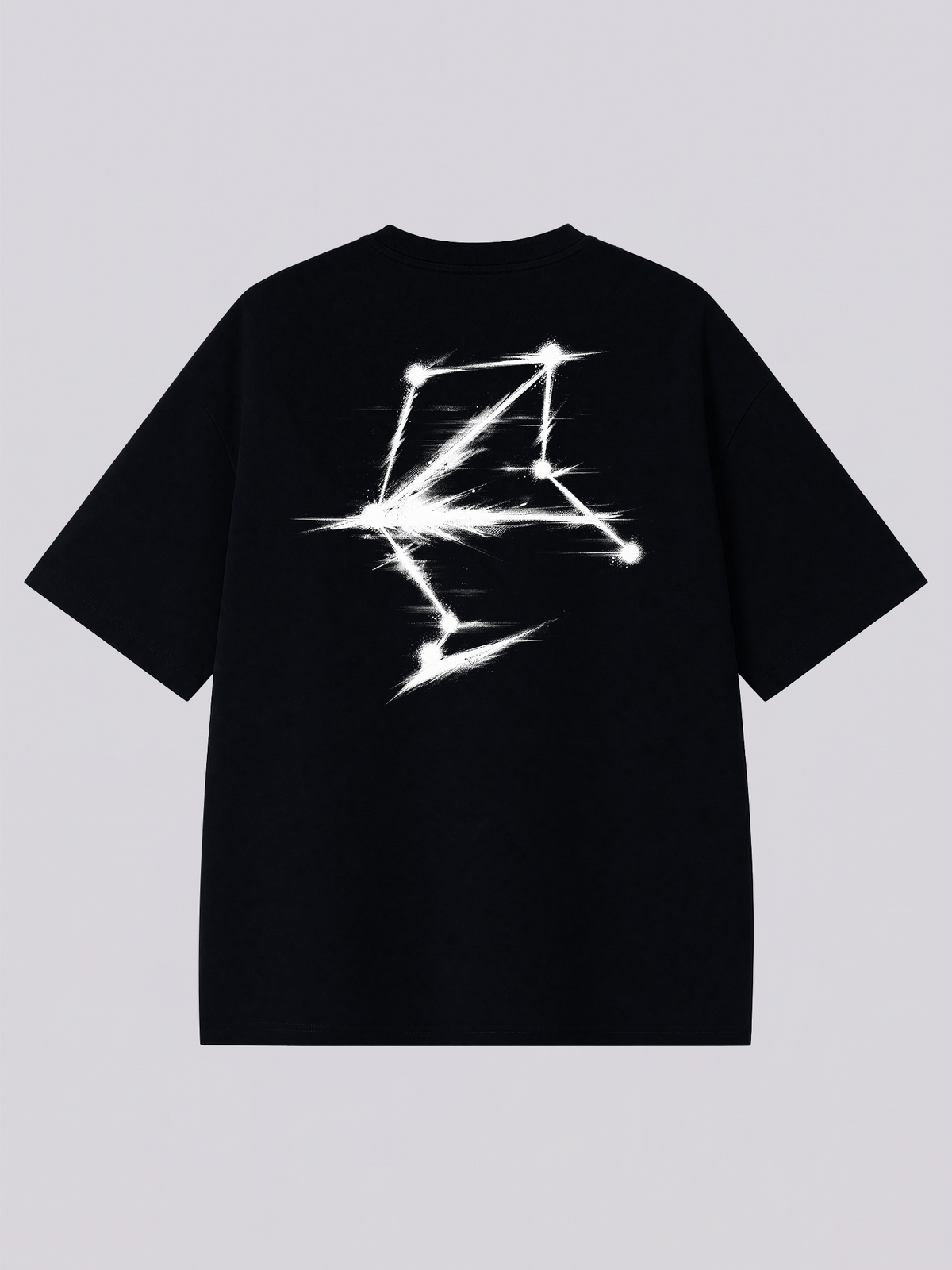 Libra constellation with streaking brush strokes - back print on a black XISVEL graphic tee