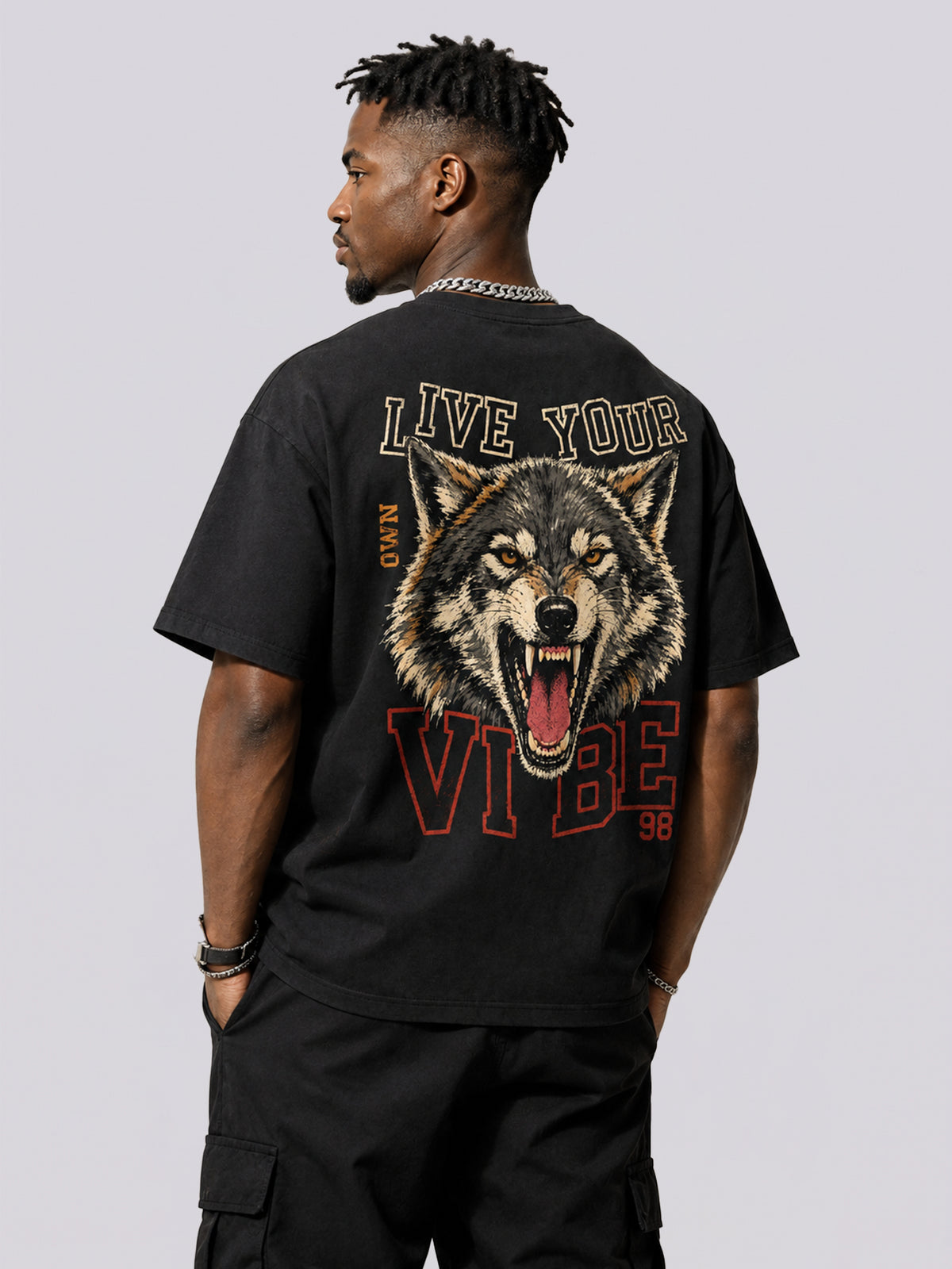 "Live Your Own Vibe" Snarling Wolf Vintage Graphic Tee