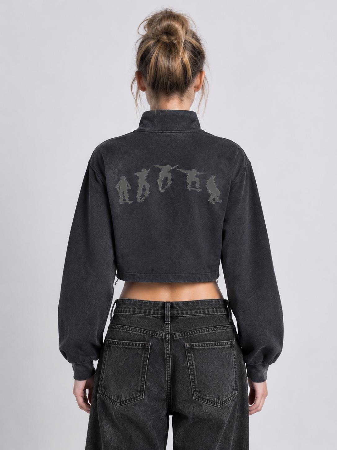 Women's Skate Silhouette Cropped Half Zip Sweatshirt