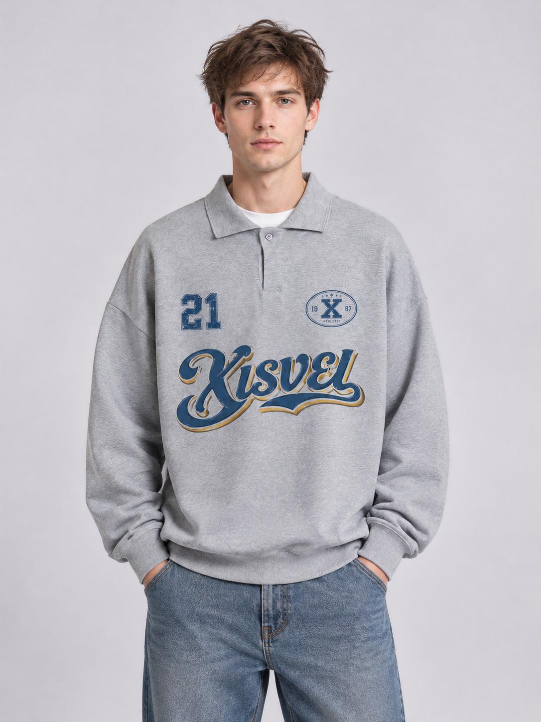 Unisex Vintage 21 Varsity Polo Collar Sweatshirt