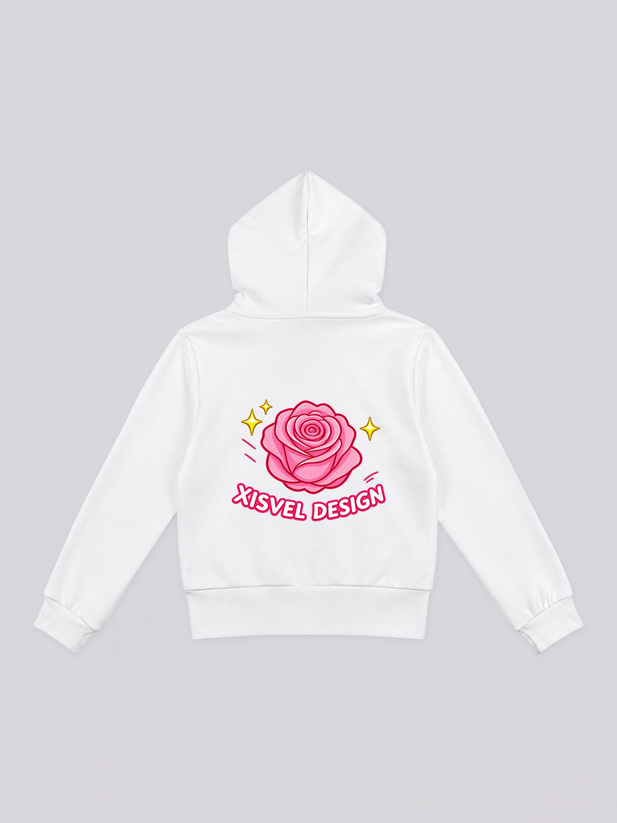 Women's Pink Rose Graphic Full Zip Hoodie