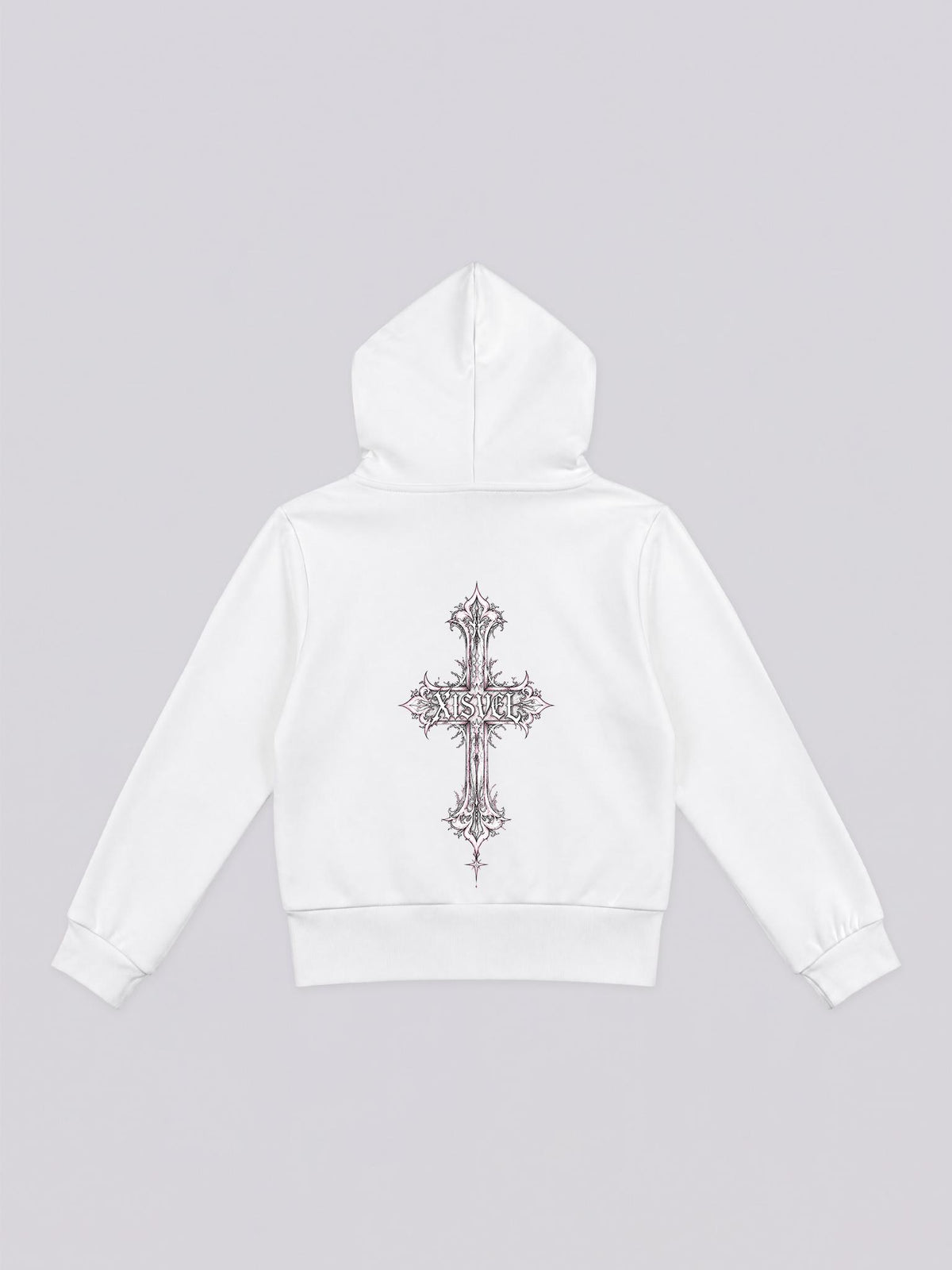 Women Gothic Cross Print Cropped Full-Zip Hoodie