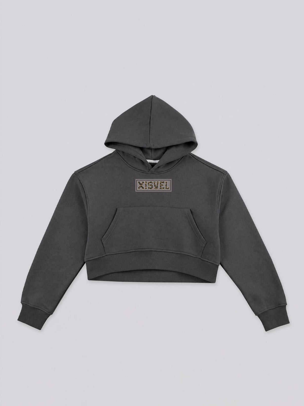 Women Camo Box Logo Cropped Pullover Hoodie