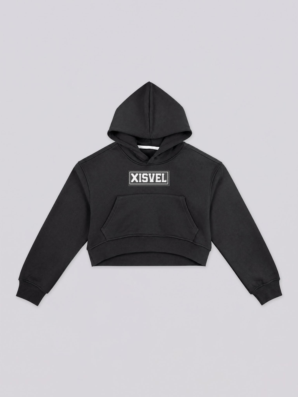 Women Monochrome Box Logo Cropped Pullover Hoodie