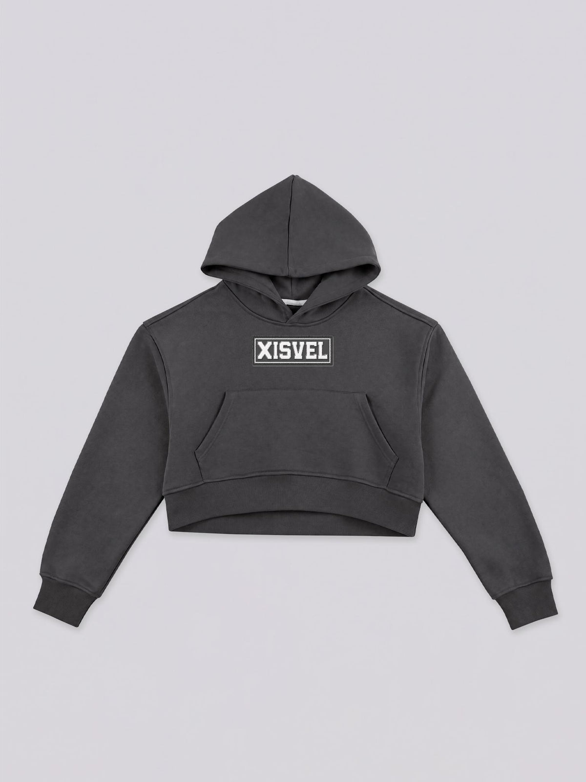 Women Monochrome Box Logo Cropped Pullover Hoodie