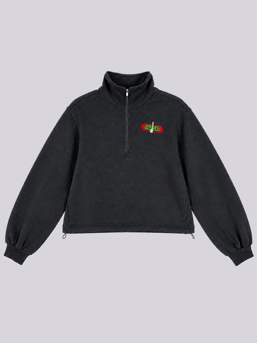Women's Skate Silhouette Cropped Half Zip Sweatshirt