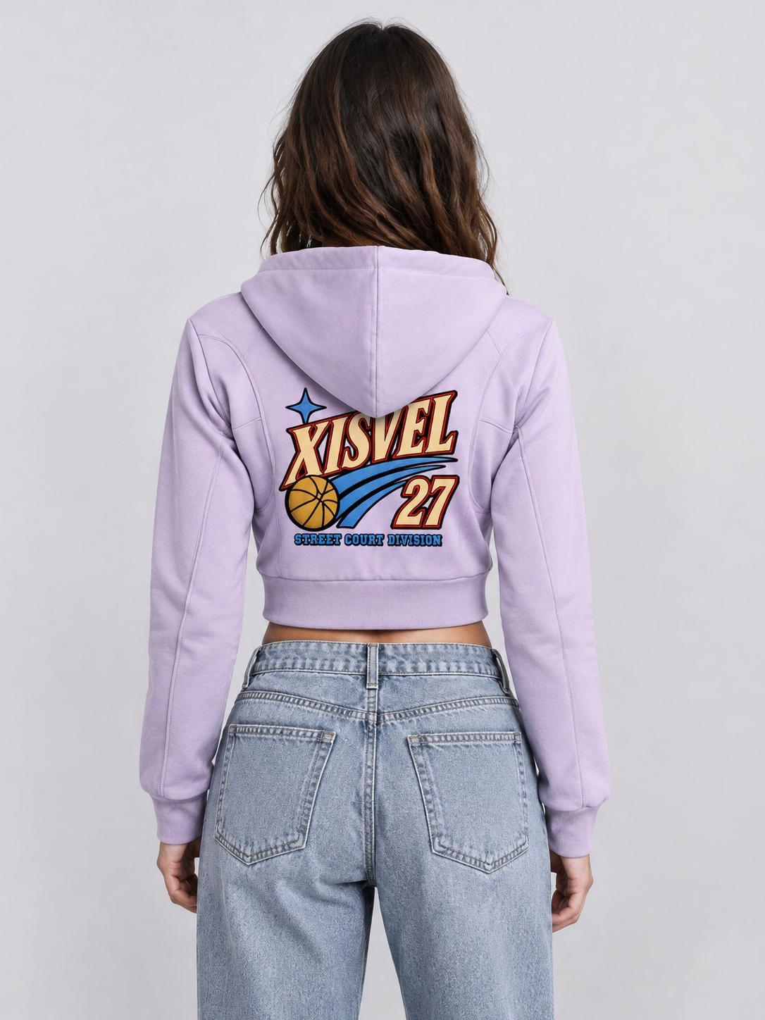 Women Basketball 27 Graphic Cropped Zip-Up Hoodie