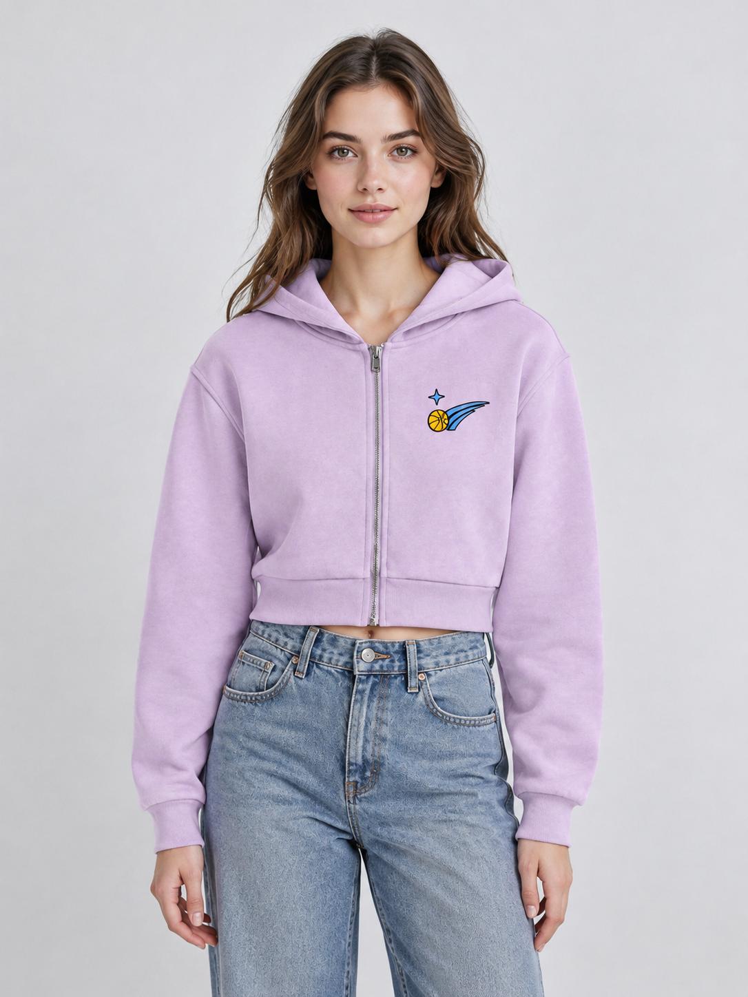 Women Basketball 27 Graphic Cropped Zip-Up Hoodie