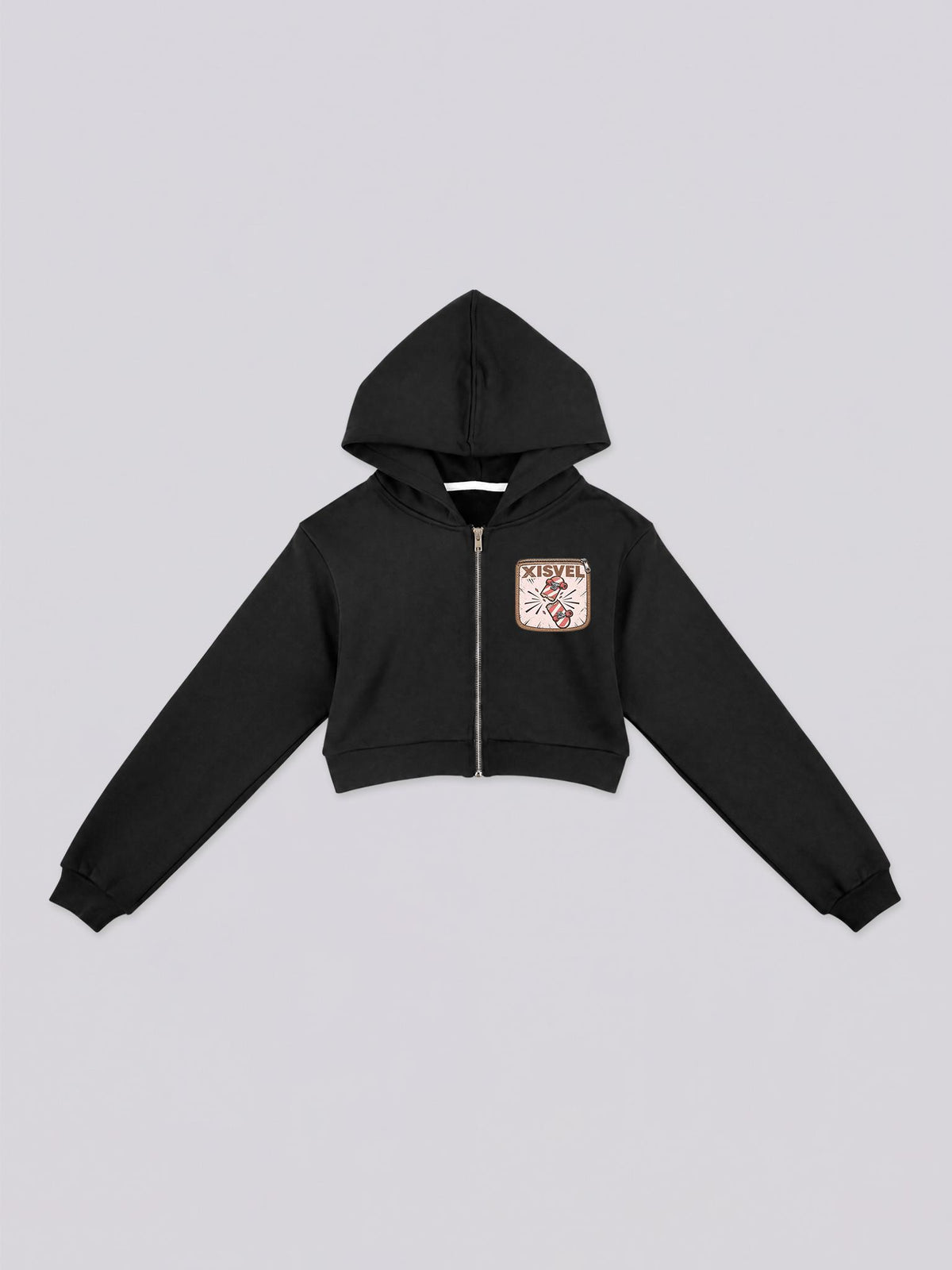 Women's Gingerbread Skate Graphic Cropped Full Zip Hoodie