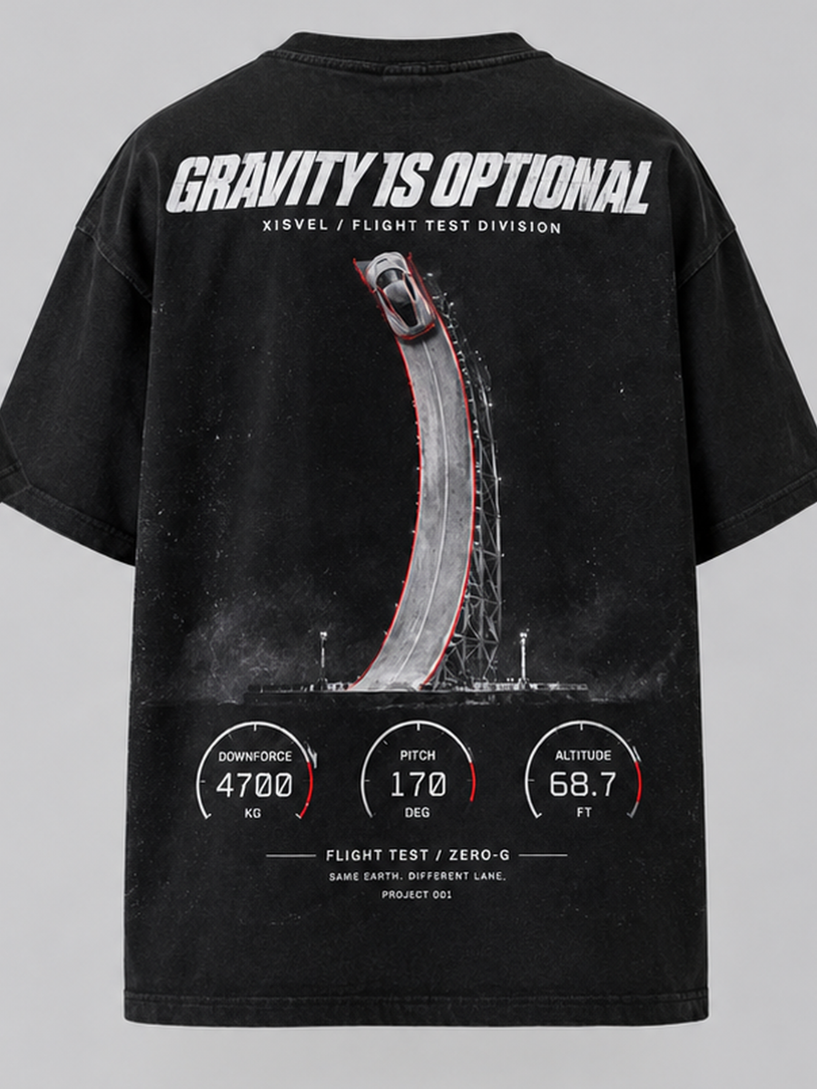 Gravity Is Optional – Vintage Black Oversized Graphic Tee