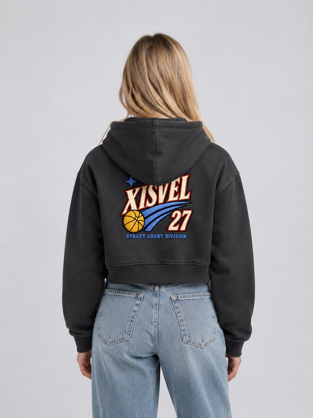 Women Basketball 27 Graphic Cropped Pullover Hoodie