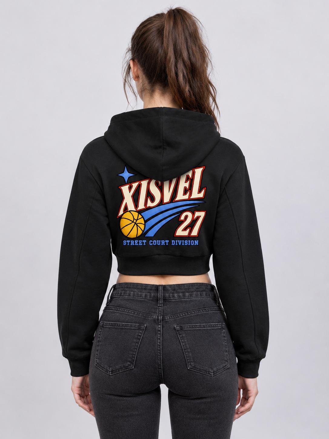 Women Basketball 27 Graphic Cropped Zip-Up Hoodie