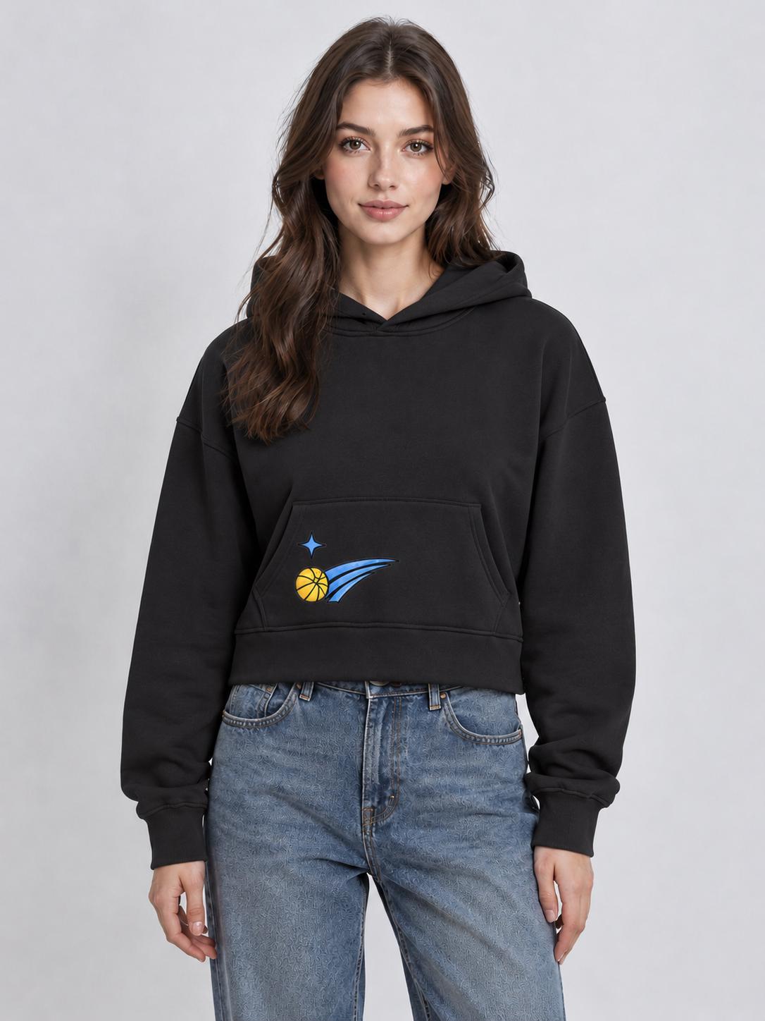 Women Basketball 27 Graphic Cropped Pullover Hoodie