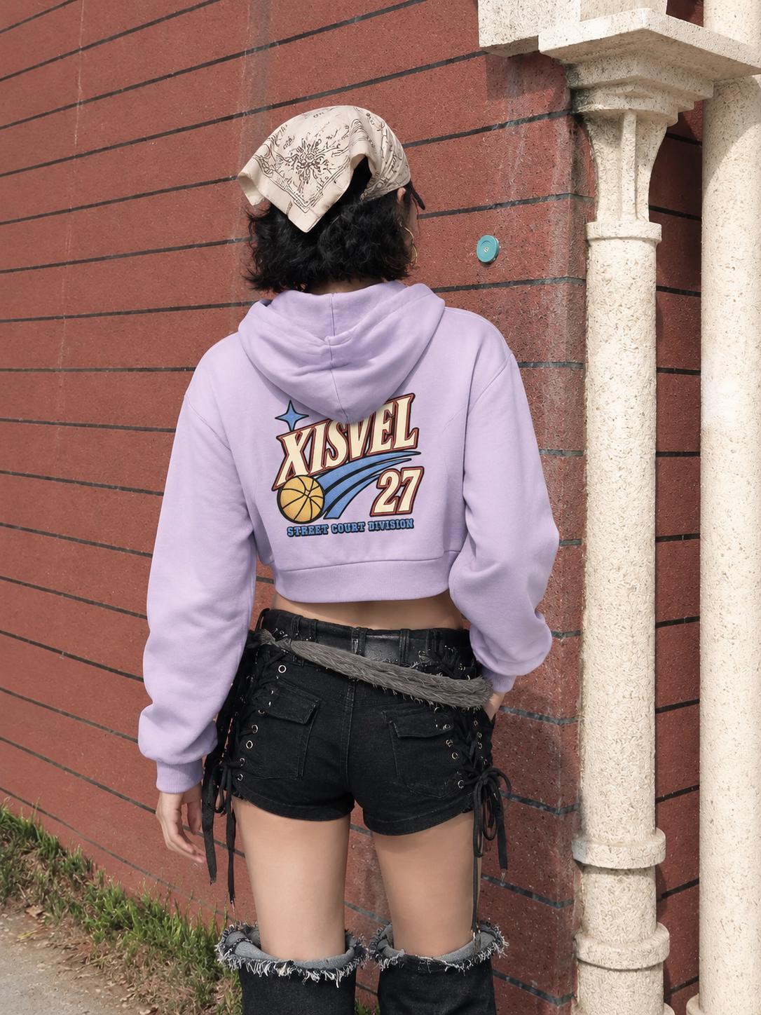Women Basketball 27 Graphic Cropped Zip-Up Hoodie