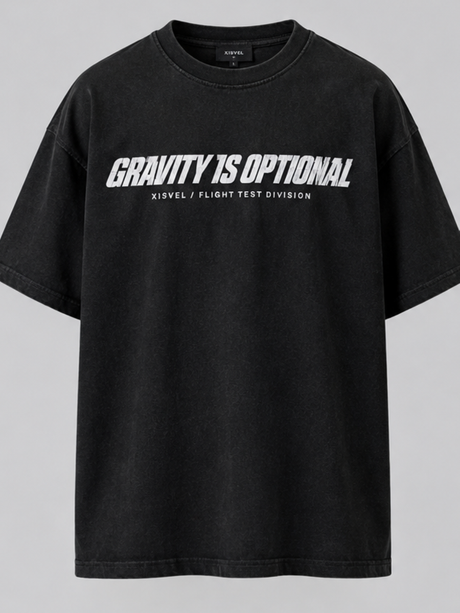 Gravity Is Optional – Vintage Black Oversized Graphic Tee