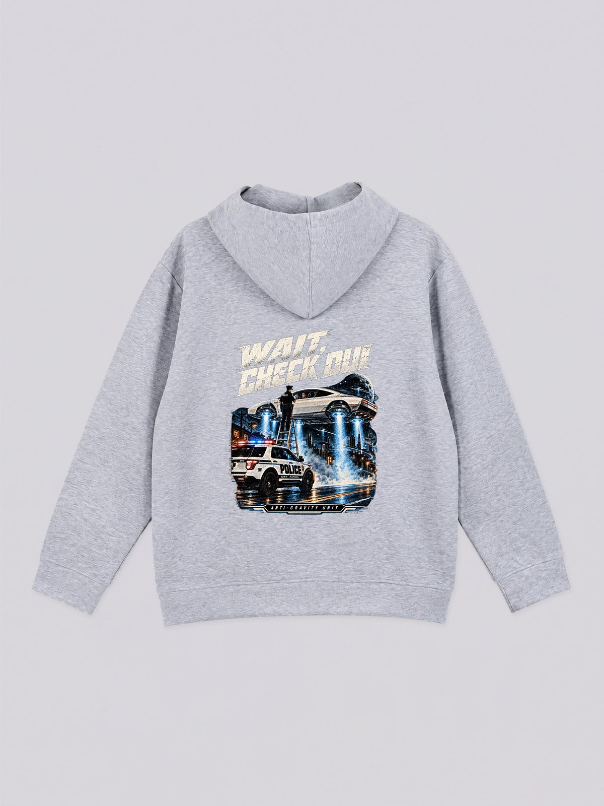 Unisex Wait Check DUI Anti-Gravity Police Graphic Full Zip Hoodie