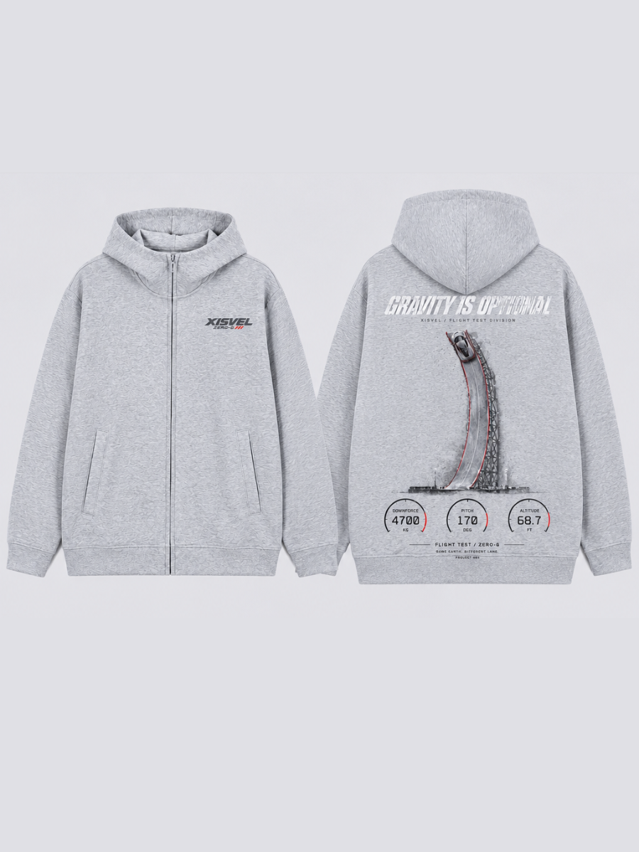Gravity Is Optional – Full Zip Graphic Hoodie