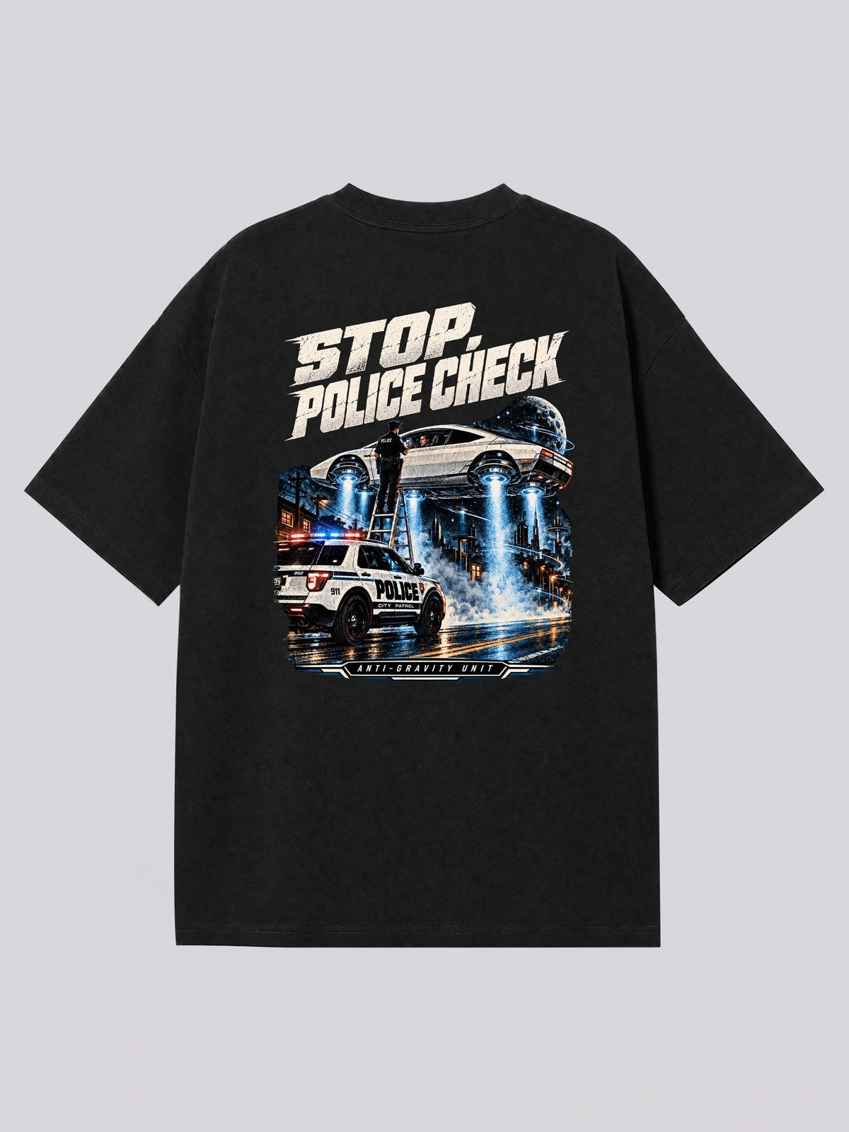 Anti-Gravity Police Check Graphic Tee