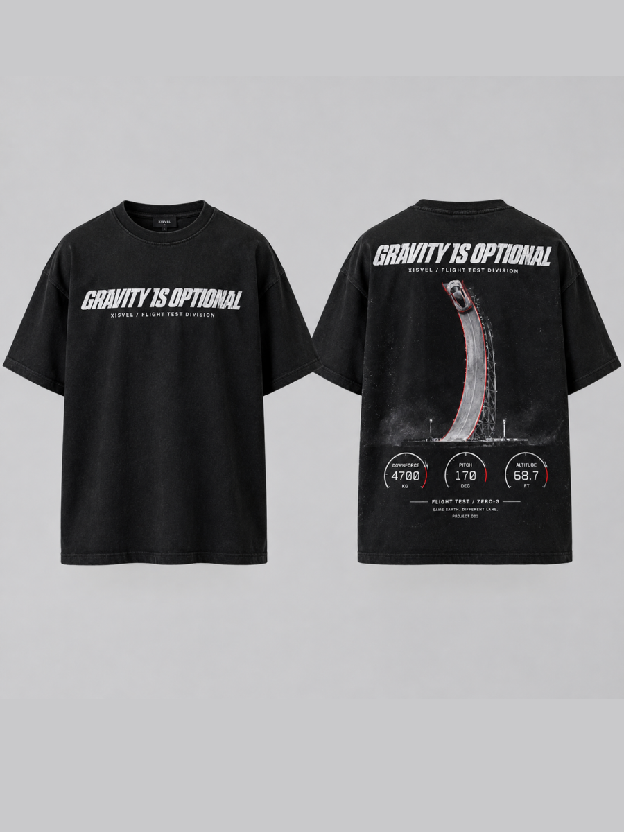Gravity Is Optional – Vintage Black Oversized Graphic Tee