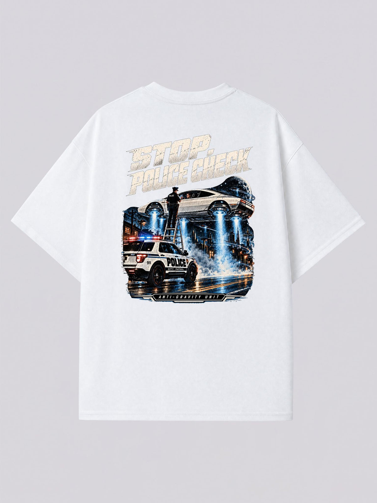 Anti-Gravity Police Check Graphic Tee