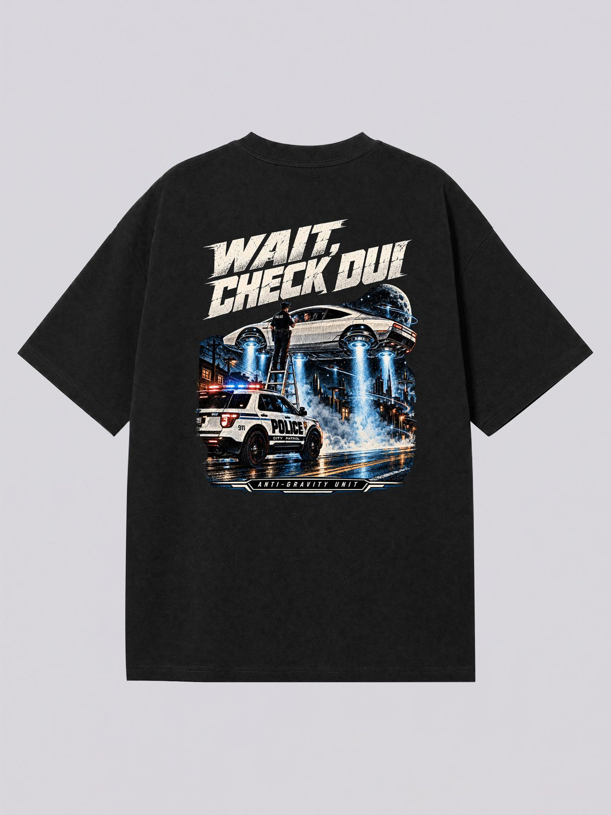 Wait Check DUI Anti-Gravity Police Graphic Tee