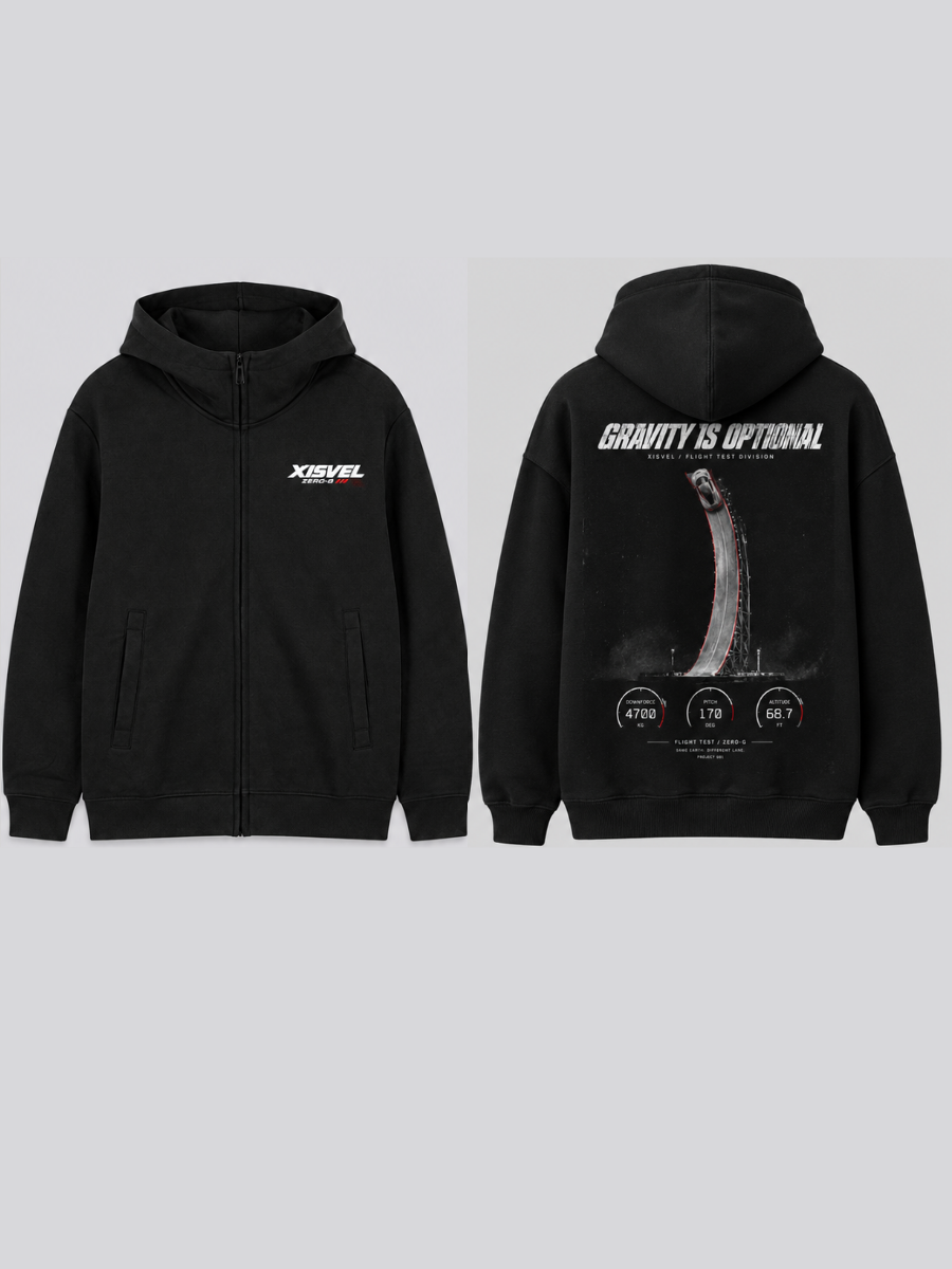 Gravity Is Optional – Full Zip Graphic Hoodie