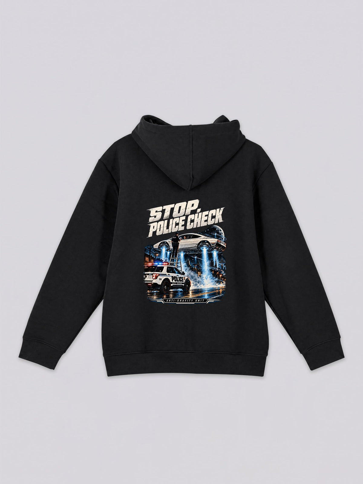 Unisex Anti-Gravity Police Check Graphic Hoodie