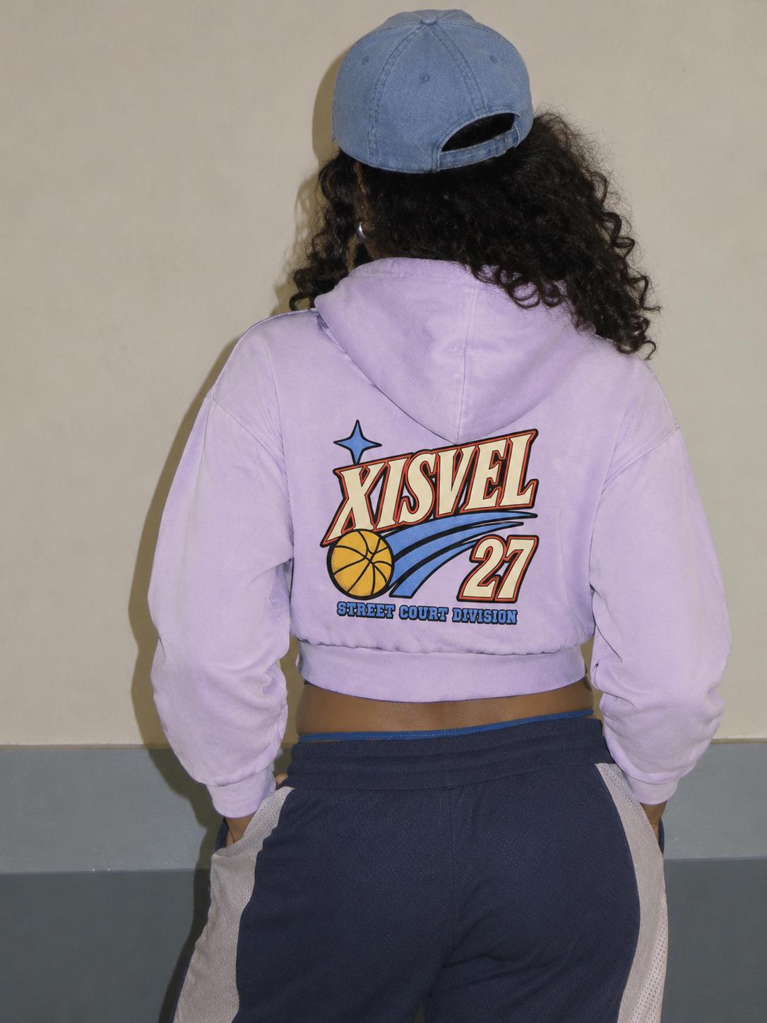 Women Basketball 27 Graphic Cropped Zip-Up Hoodie