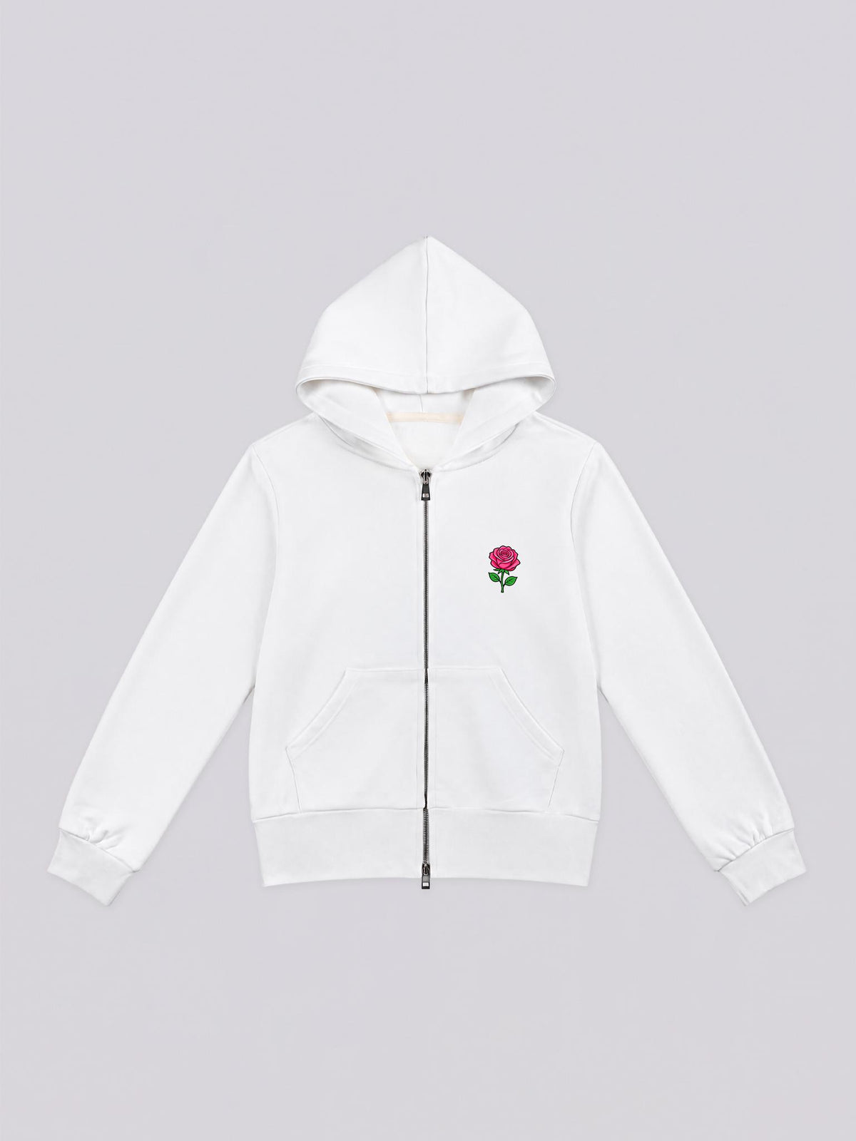 Women's Red Rose Graphic Full Zip Hoodie