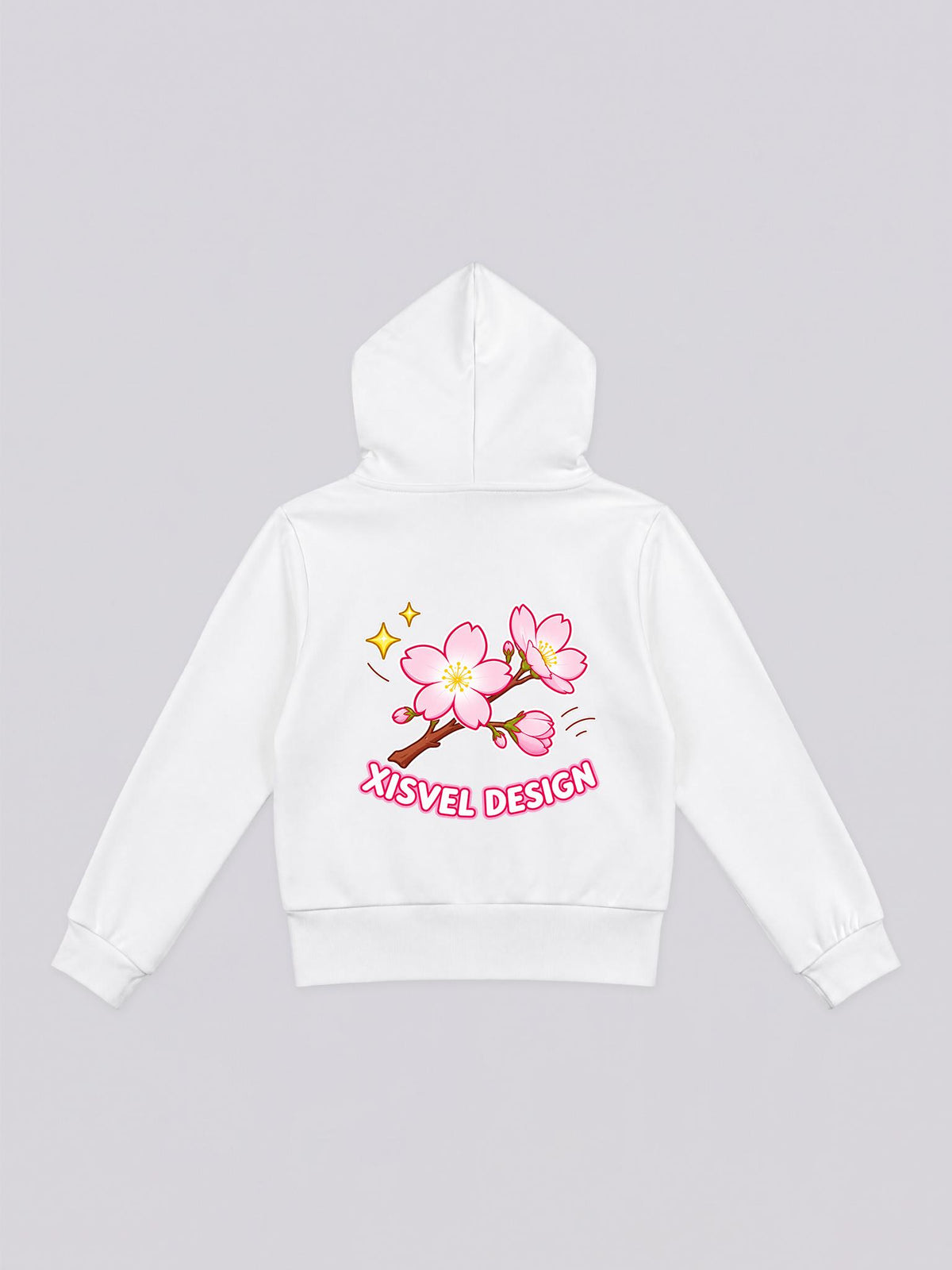 Women's Cherry Blossom Branch with Sparkle Graphic Full Zip Hoodie