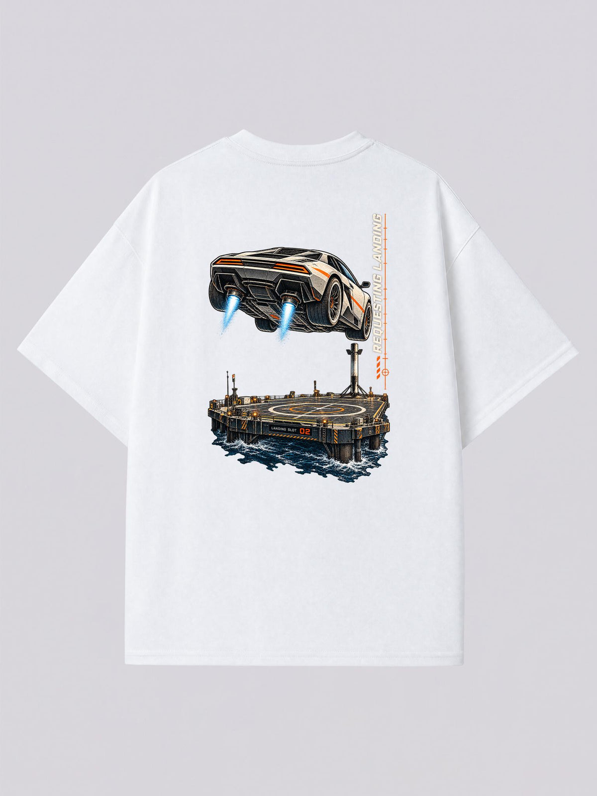 Flying Sports Car Graphic Short Sleeve Tee